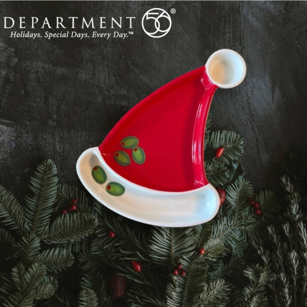 Department 56 Santa Hat Ceramic Olive Dish